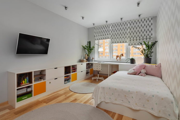 design de chambre d'enfant gris clair