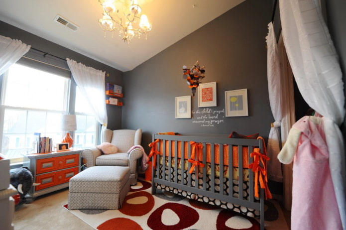 design de chambre d'enfant gris foncé