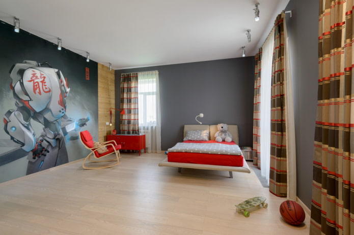 intérieur de chambre d'enfant beige et gris