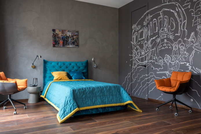 design de chambre d'enfant gris foncé