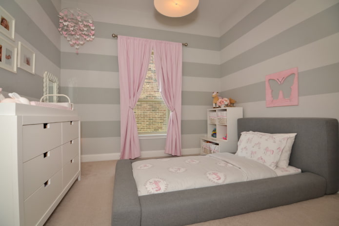 design de chambre d'enfant gris clair