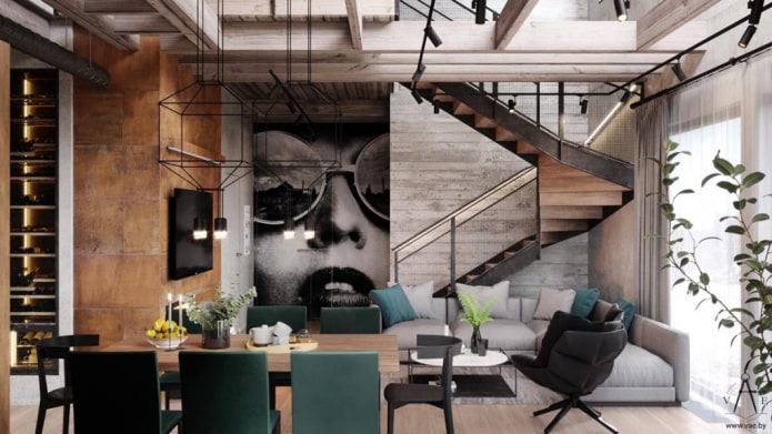 peintures murales à l'intérieur dans le style loft