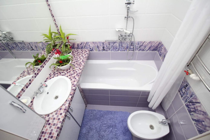 salle de bain dans les tons lilas