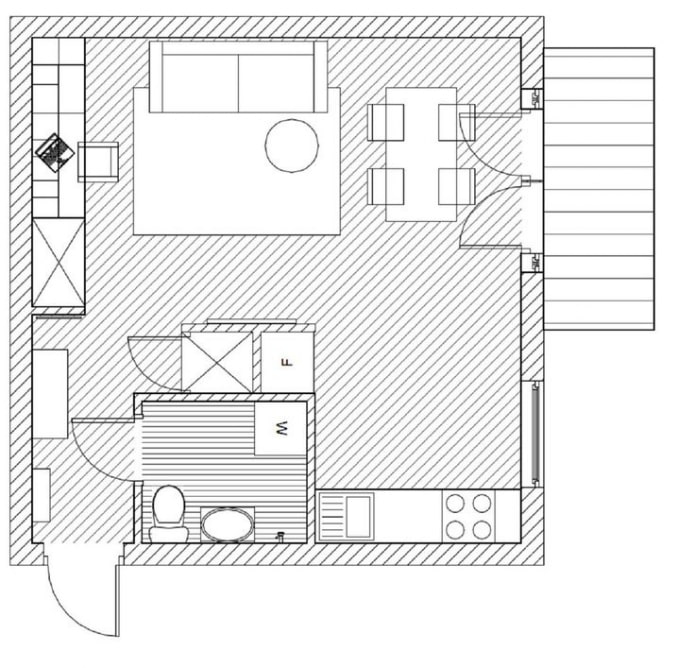 réaménagement d'un appartement d'une pièce à Khrouchtchev