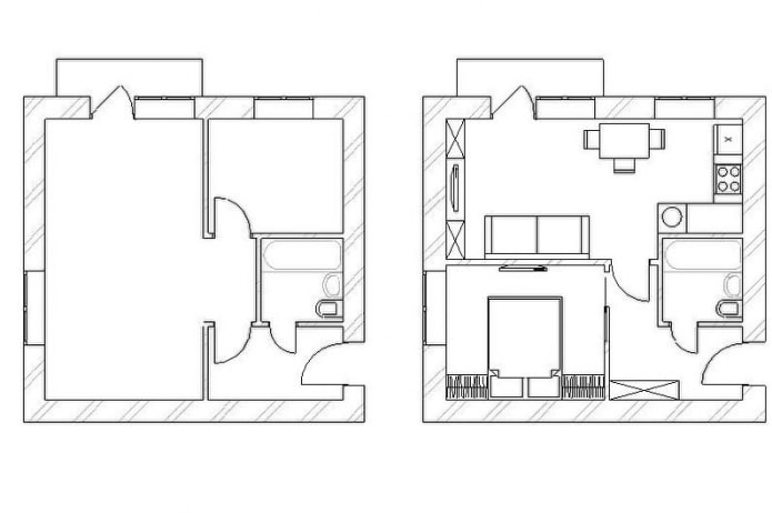 réaménagement d'un appartement d'une pièce à Khrouchtchev