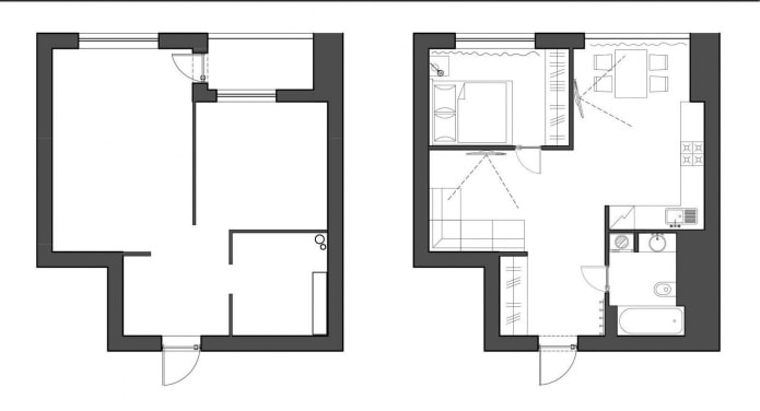 réaménagement d'un appartement d'une pièce à Khrouchtchev