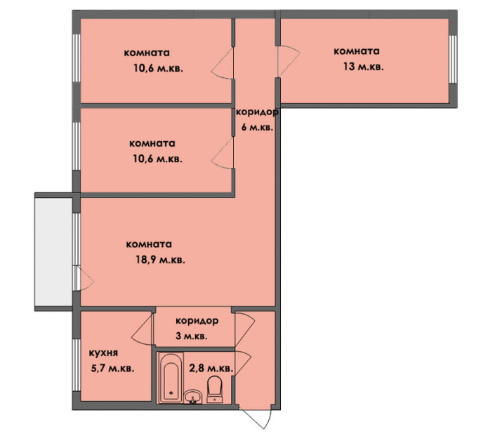 réaménagement d'un appartement de quatre pièces à Khrouchtchev