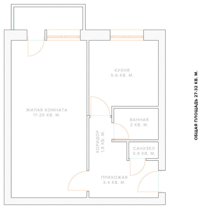 réaménagement d'un appartement d'une pièce à Khrouchtchev