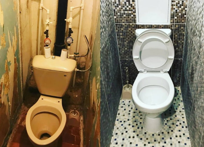 Mga larawan bago at pagkatapos ng pag-aayos ng banyo