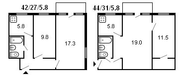 aménagement d'un immeuble Khrouchtchev de 2 pièces, série 464