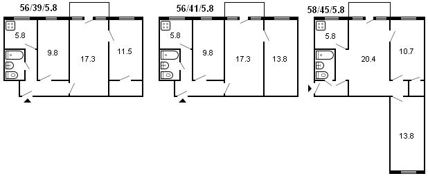 aménagement d'un immeuble Khrouchtchev de 3 pièces, série 464