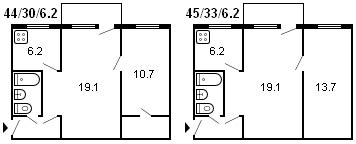 aménagement d'un Khrouchtchev 2 pièces, série 1-335