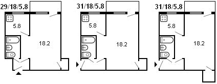 แผนผังห้องครุสชอฟ 1 ห้อง รุ่น 434 ปี 1959