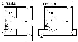 แผนผังห้องครุสชอฟ 1 ห้อง รุ่น 434 ปี 1959