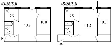 aménagement d'un immeuble Khrouchtchev de 2 pièces, série 434, 1959