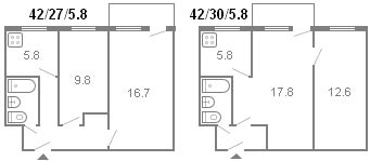 แผนผังห้องครุสชอฟ 2 ห้อง รุ่น 434 ปี 2507