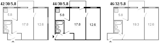 แผนผังห้องครุสชอฟ 2 ห้อง รุ่น 434 ปี 2507