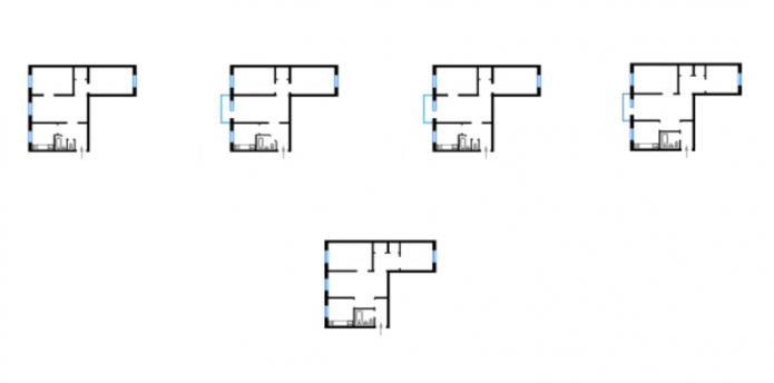 ang mga layout ng 3-silid na apartment sa gusaling serye 438