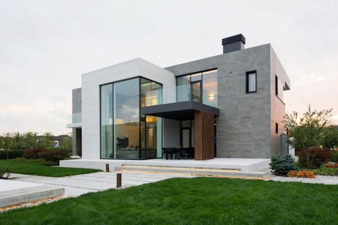 high-tech na flat roof house