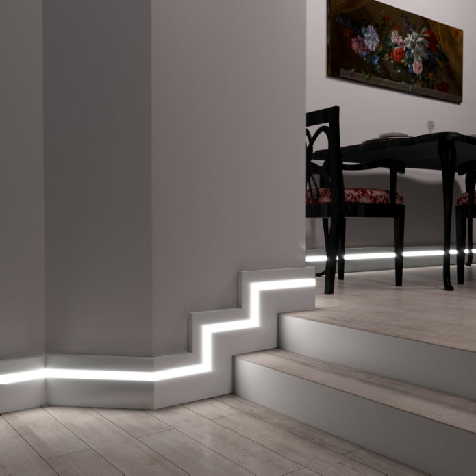 éclairage de sol avec bande LED à l'intérieur