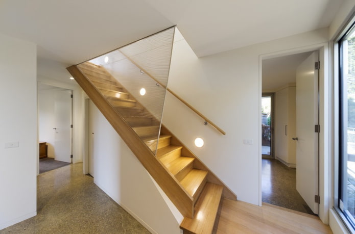 escalier avec appliques murales dans la maison