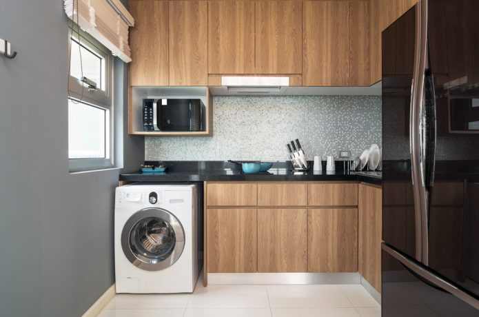 Cuisine 6 carrés avec lave-linge