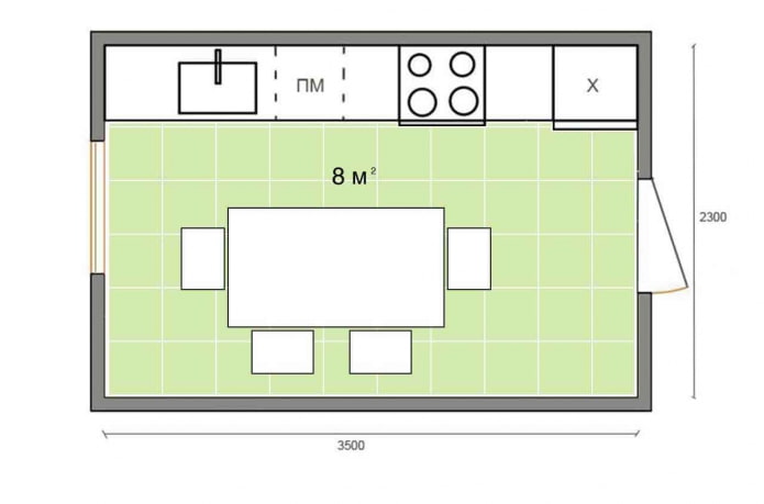 konyha elrendezése 8 m² alapterületű