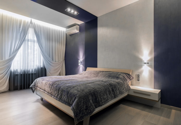 conception de chambre bleu-gris