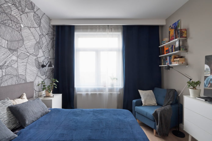 conception de chambre bleu-gris