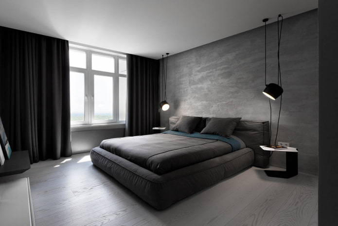 chambre sombre dans un style moderne