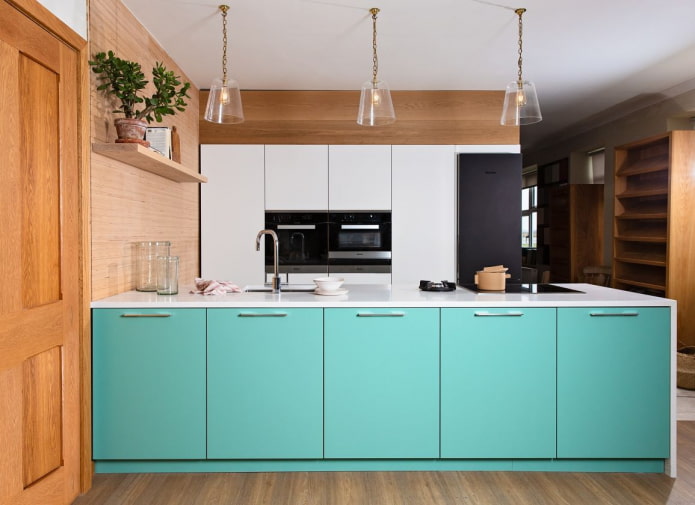 Cuisine turquoise de style scandinave