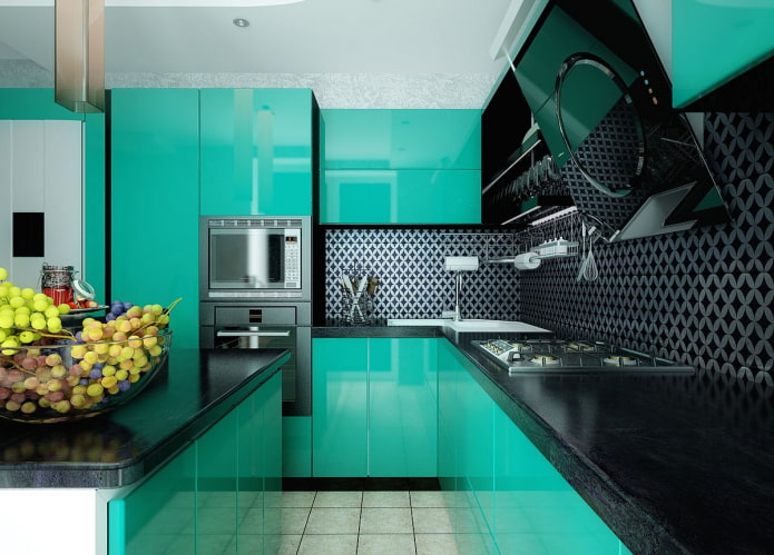 cuisine turquoise high-tech