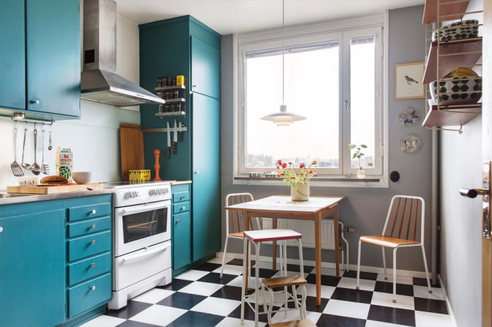 Cuisine turquoise de style scandinave