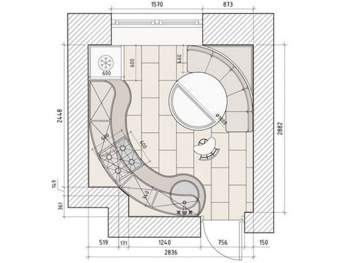 aménagement de la cuisine d'une superficie de 10 carrés