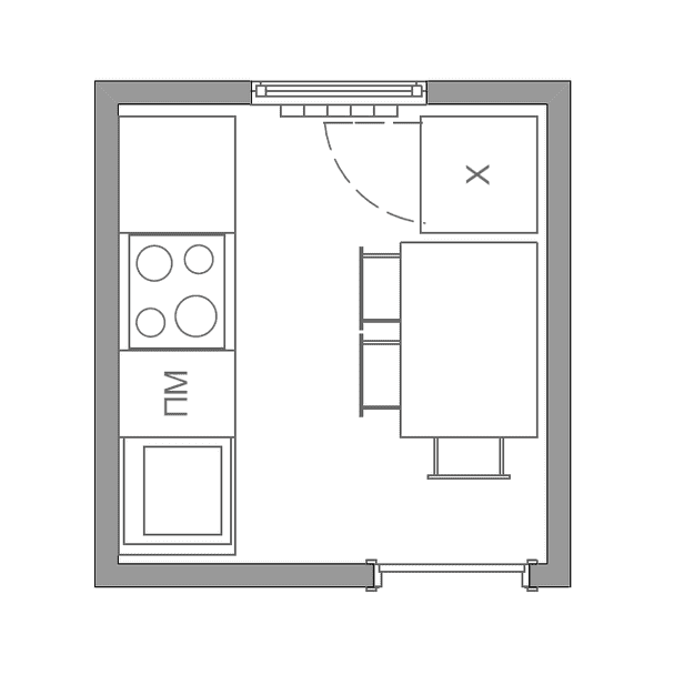 konyha elrendezése 5 m² alapterületű