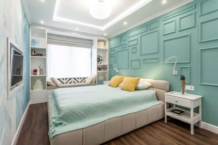 chambre aux couleurs turquoises