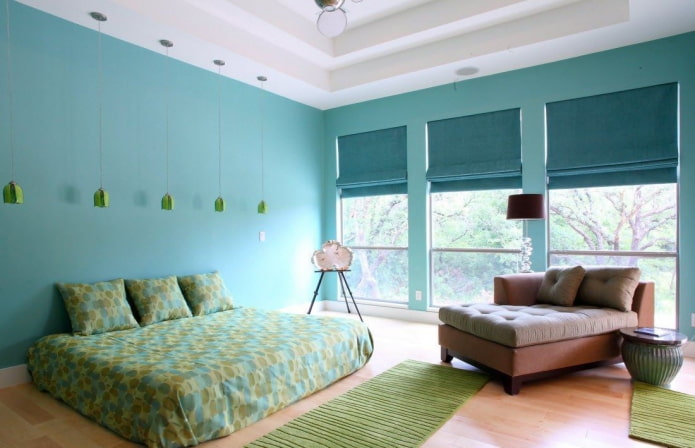 chambre turquoise intérieure