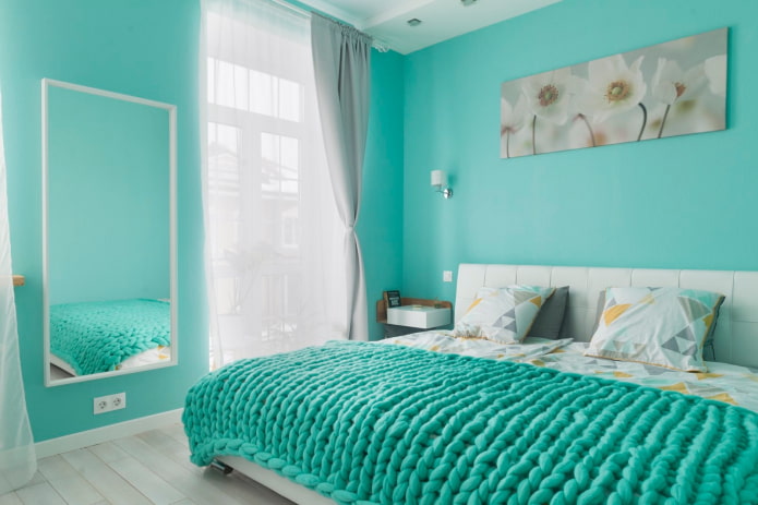 chambre turquoise intérieure