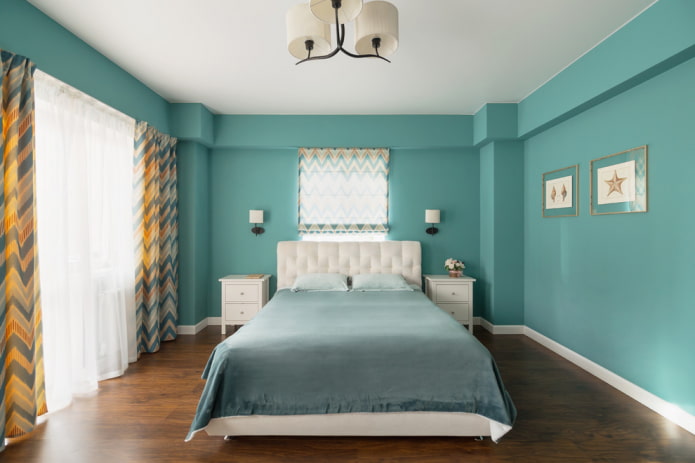 chambre turquoise intérieure