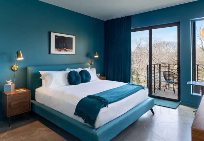 éclairage à l'intérieur de la chambre turquoise