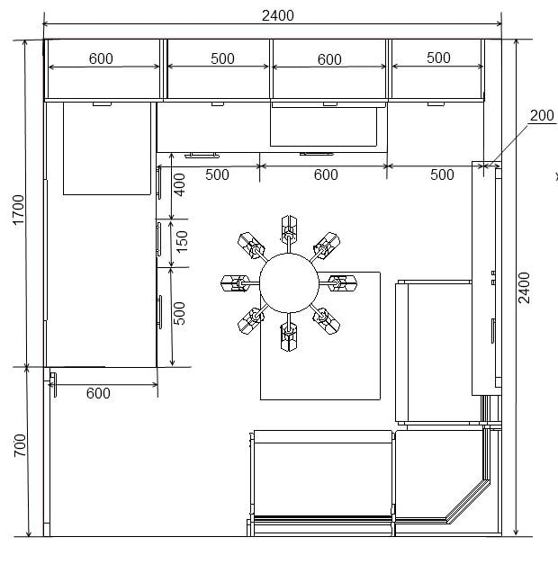 แผนผังห้องครัวพร้อมโซฟา