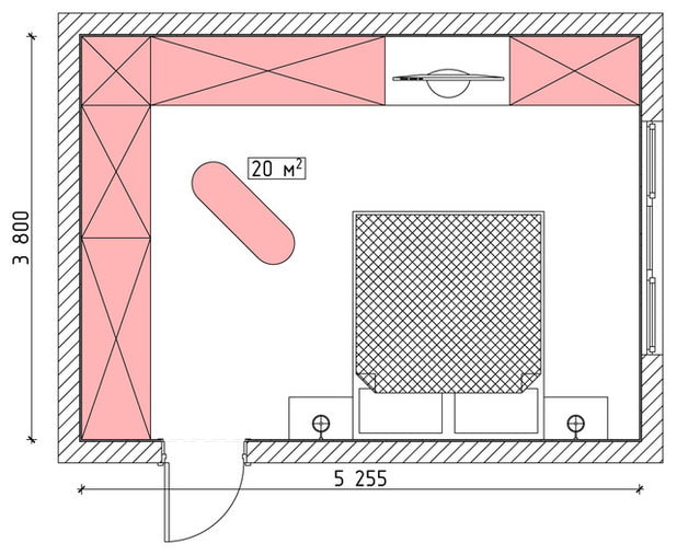 layout ng kuwarto 20 metro