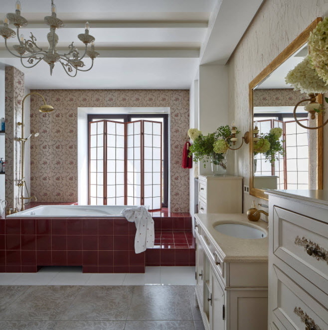 podium pour une salle de bain à partir d'un carrelage