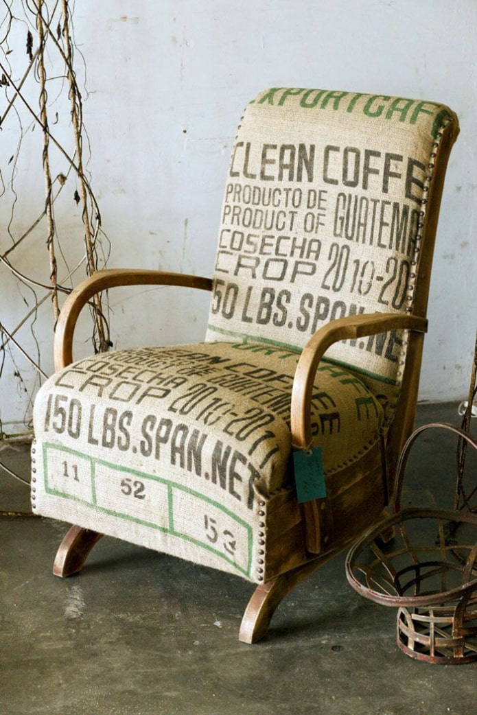 burlap armchair