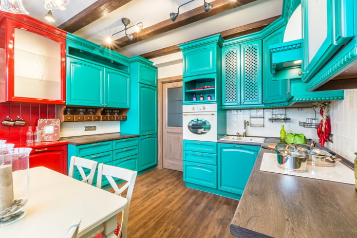 cuisine turquoise lumineuse