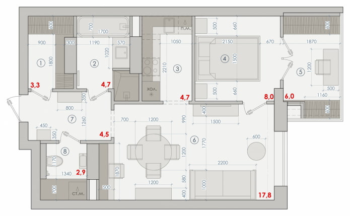 Apartment pagkatapos ng muling pagpapaunlad