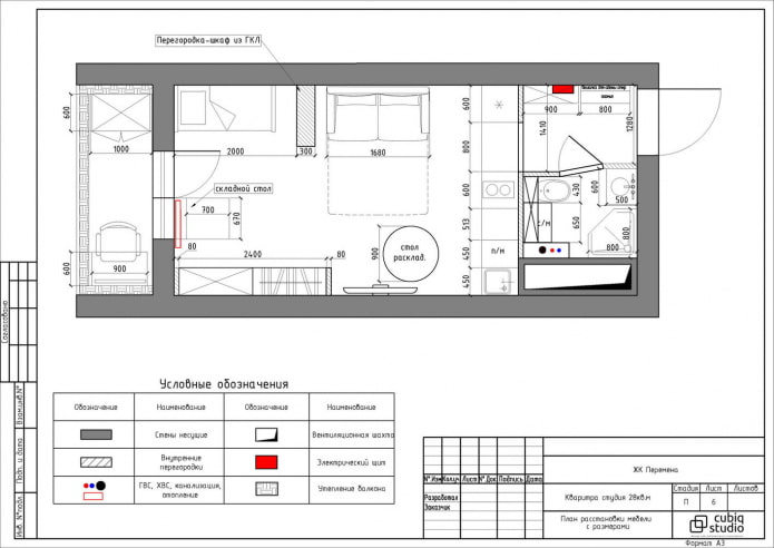 Aménagement avec mobilier