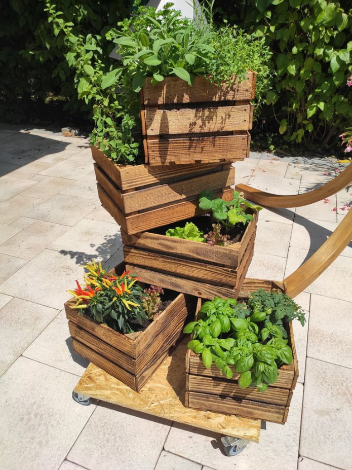 Parterre de fleurs sur roues