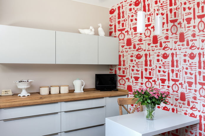 papier peint rouge pour la cuisine