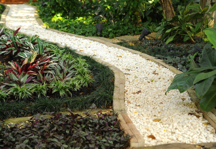 Allée de jardin en gravier